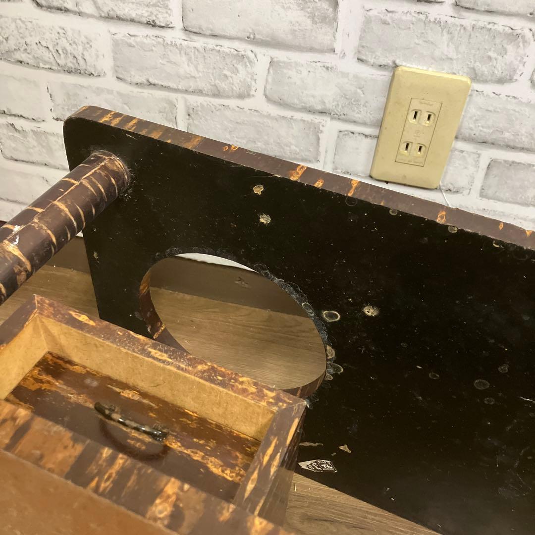 B-4 昭和レトロ 伝統工芸 樺細工風 ポットワゴン キャスター付 和家具