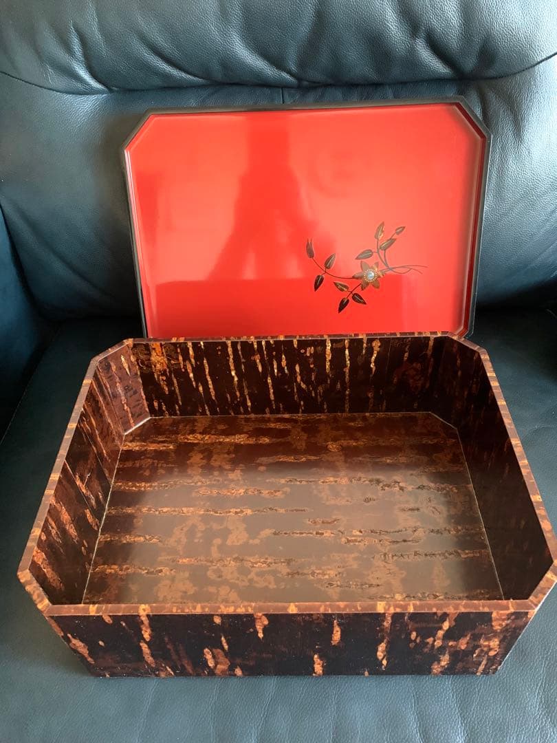桜皮細工　茶道具　茶櫃　角形　茶托　菓子皿　お盆　皿　器　伝統工芸　漆器　螺鈿