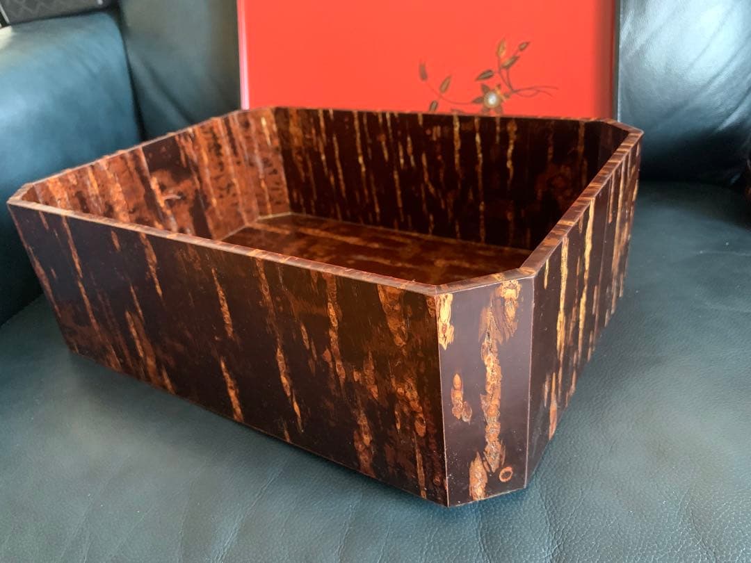 桜皮細工　茶道具　茶櫃　角形　茶托　菓子皿　お盆　皿　器　伝統工芸　漆器　螺鈿