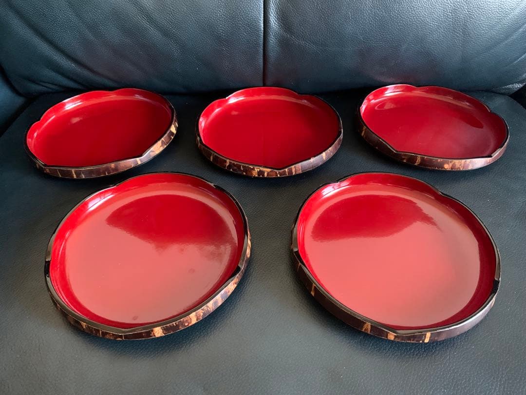 桜皮細工　茶道具　茶櫃　角形　茶托　菓子皿　お盆　皿　器　伝統工芸　漆器　螺鈿