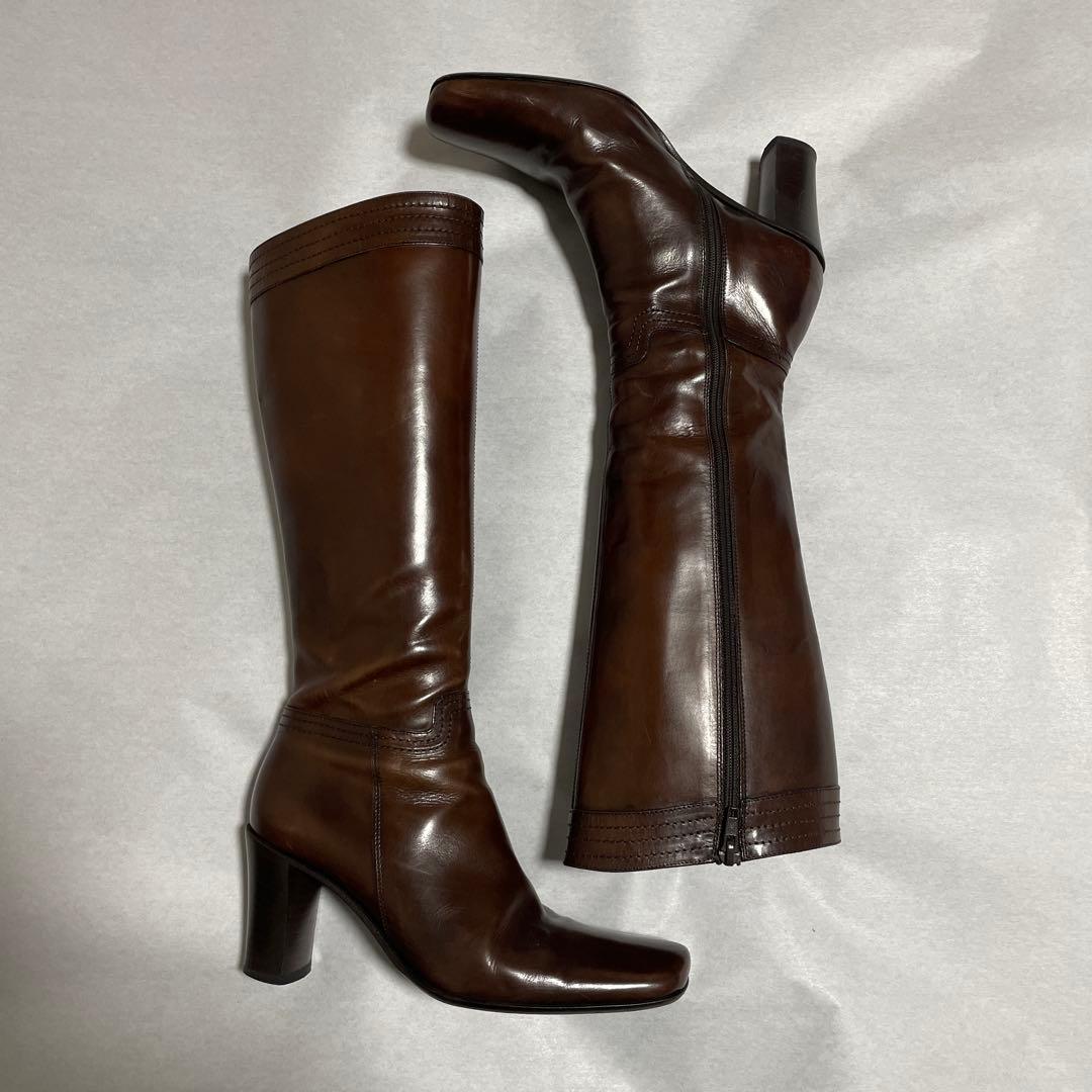 FRANCOMARTINI ロングブーツ　本革　ブラウン　イタリア製　22〜23