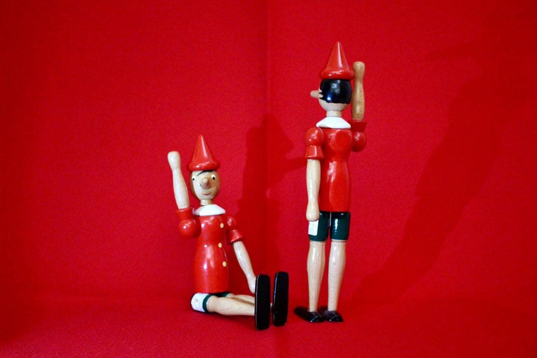 イタリア雑貨・ピエロコレクション【木製　ピノキオ　2体セット】