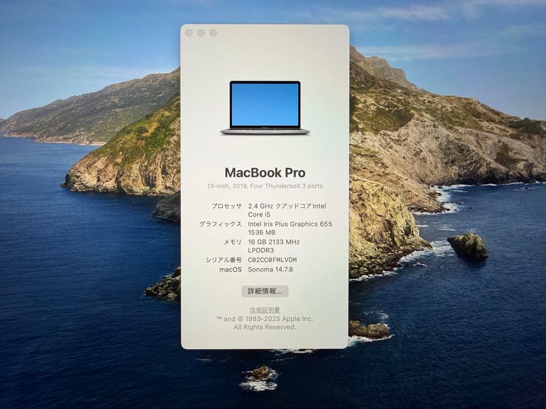 大容量1TBメモリ16GB MacBook Pro 13インチ2019 英字US
