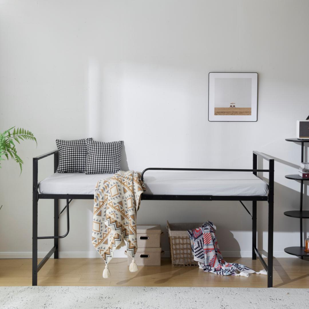 ロフトベッド　シングルサイズ　ロータイプ　北欧風　一人暮らしに最適　BLACK