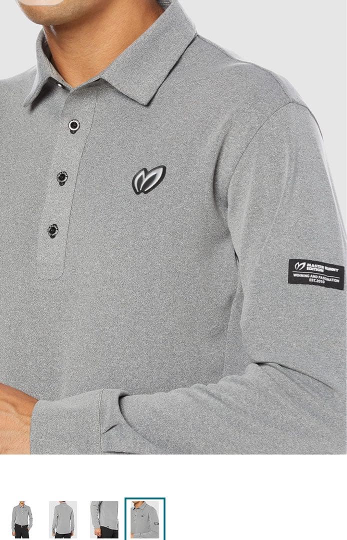 マスターバニーメンズ 長袖 ポロシャツ ワンポイントロゴサイズ4