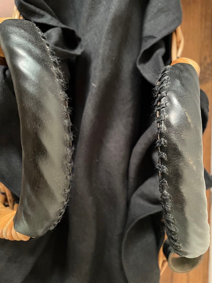 ebagos エバゴス　マルシェ　ブライドルレザー×紅籐　BLACK 定番トート