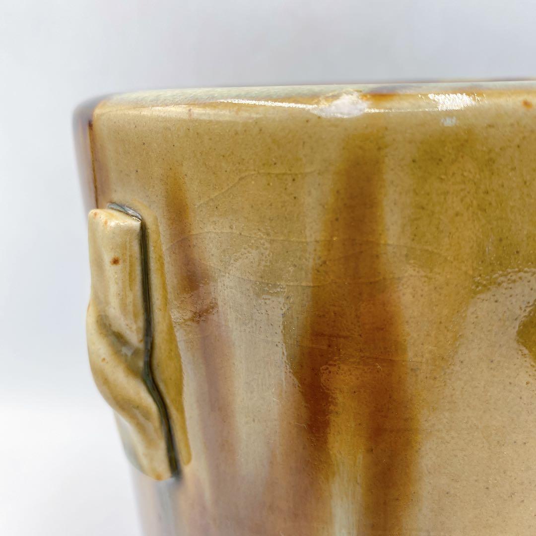 膳所焼 水指 耳付ヘラ目 水指 陽炎園造 茶道具 お茶