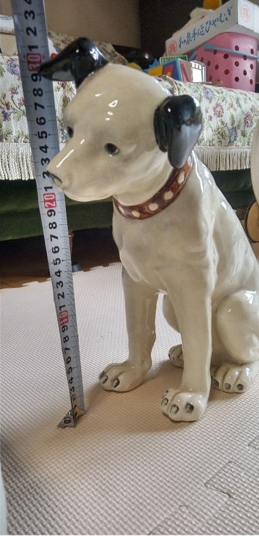 みーちゃんです。Victor ビクター 犬 ニッパー大き 陶器製 当時置物