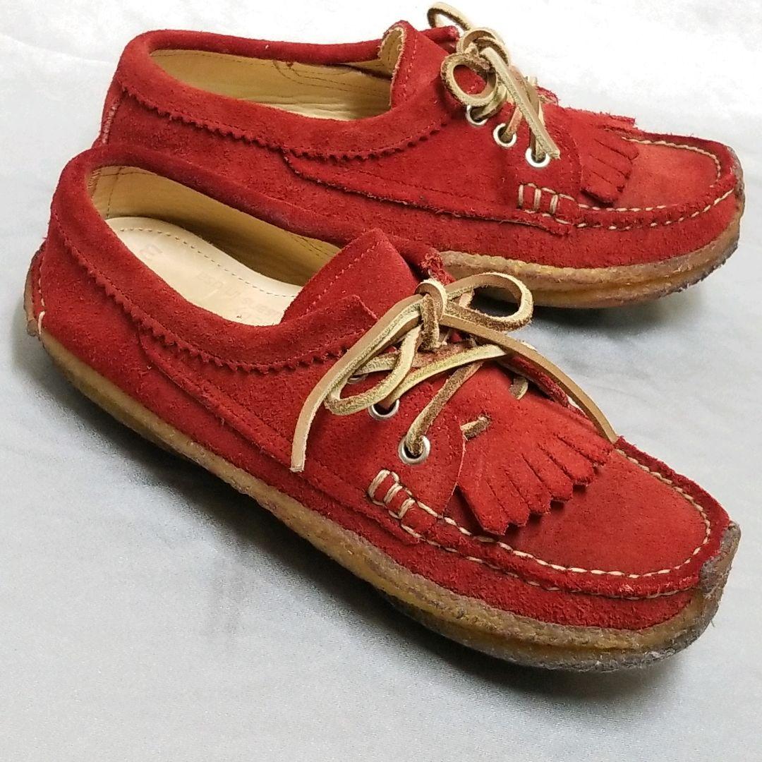 秋冬 ユケテン モカシン クレープソール シューズ 赤 YUKETEN 24