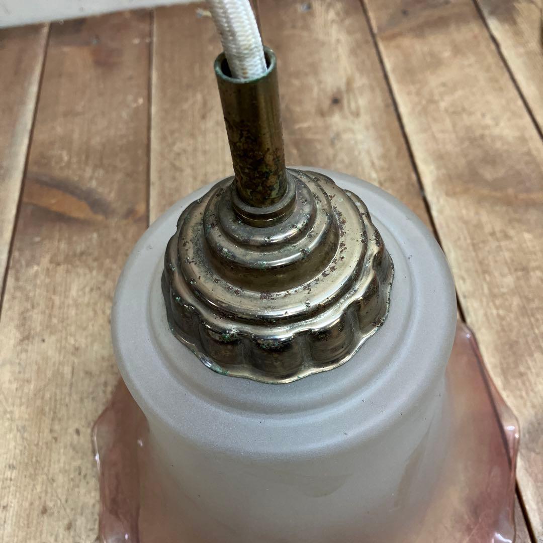 D-2 ⑨ 昭和レトロ フリル型 ガラスシェード ペンダントライト シーリング