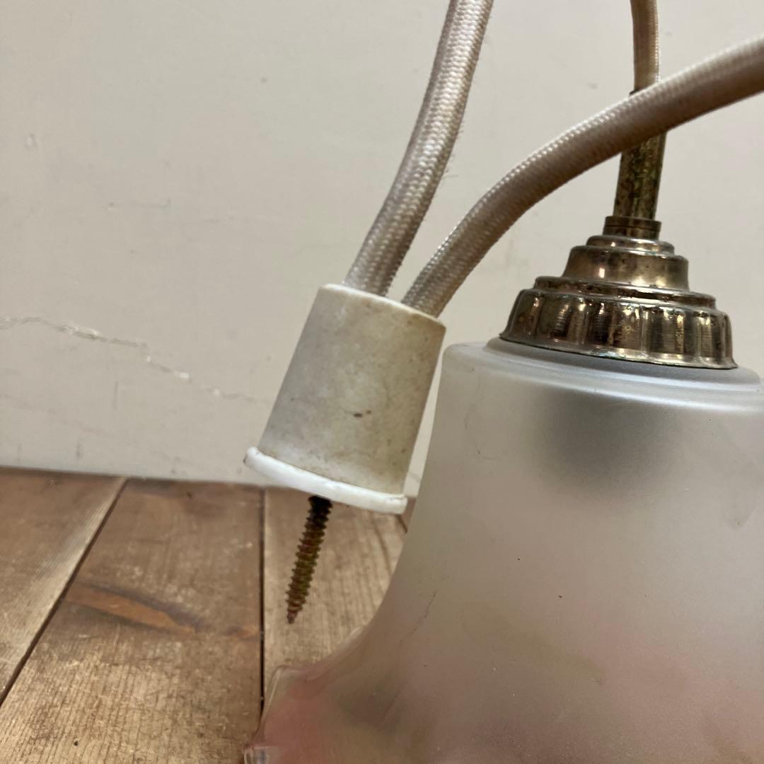 D-2 ⑨ 昭和レトロ フリル型 ガラスシェード ペンダントライト シーリング