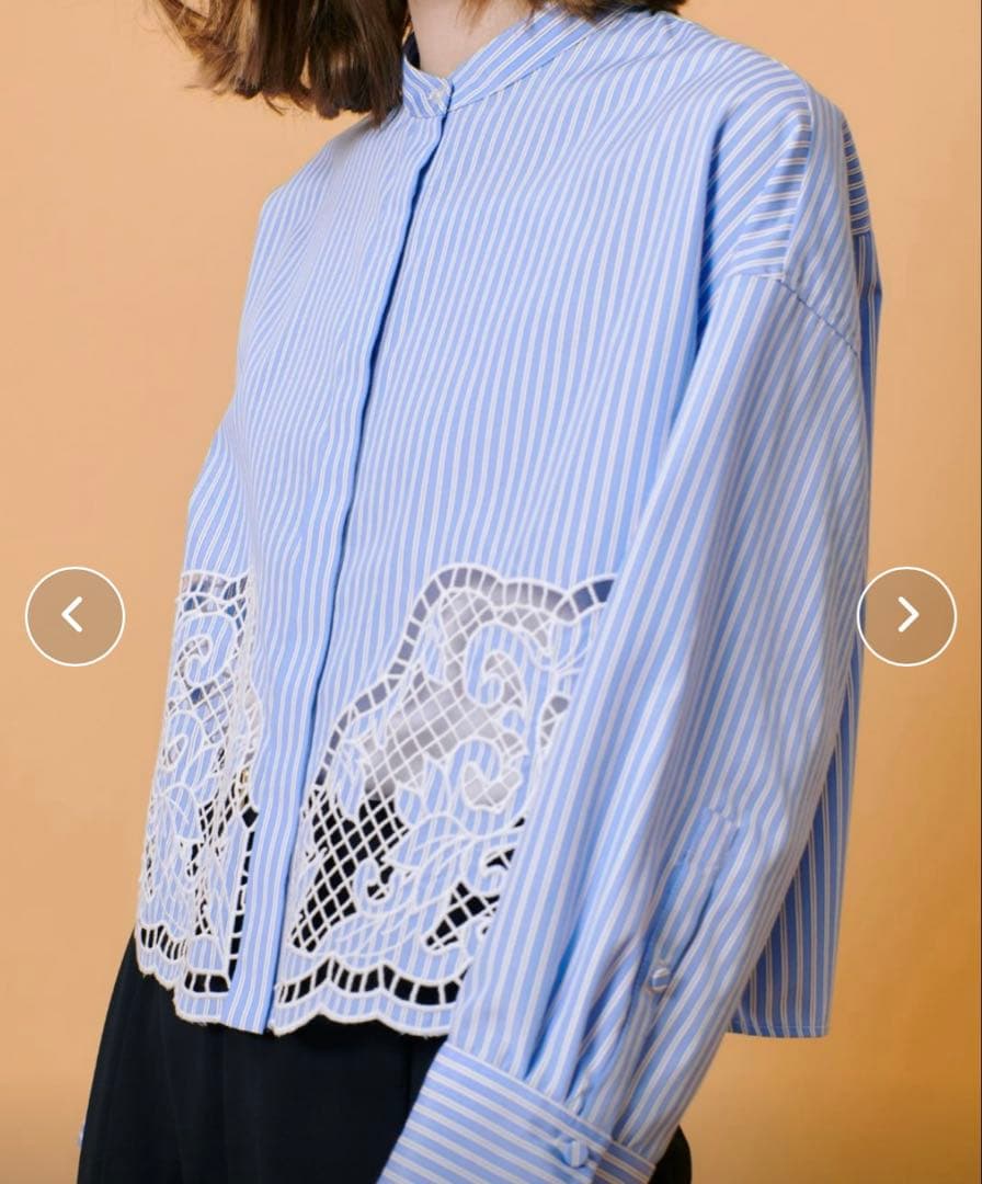 25ss アルアバイル エンブロイダリーポイントシャツ M スカラ ブルー