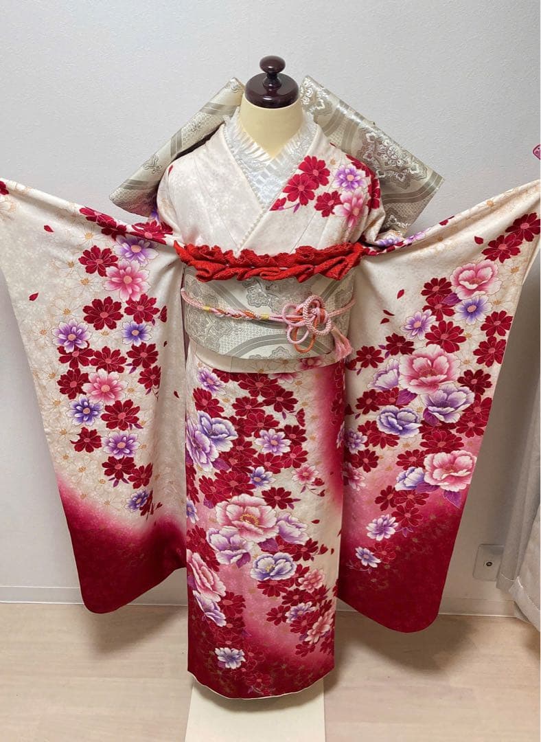 美品　花柄　振袖6点セット　振袖セット　成人式　12