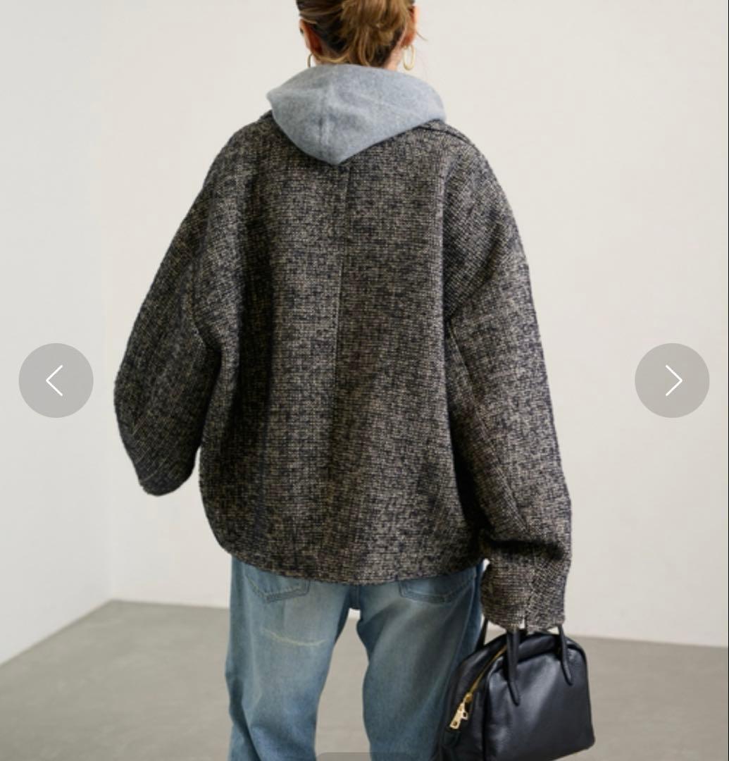 未使用級 フレームワーク TWEEDツイードショートコートワイド定価 5.2千円