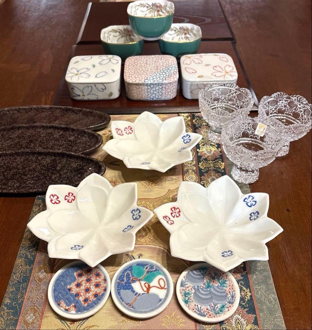 特選✨３人様お膳【深川製磁・陶悦・風雅Crystal・蓋物・乃りたけ他】18品