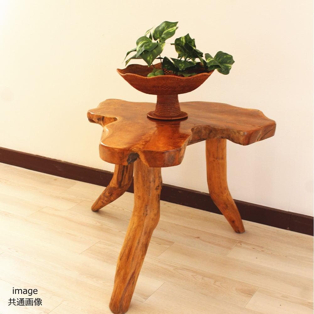 在庫処分 １点もの 木製 テーブル チーク材 天然木 一枚板 切り株 根 6