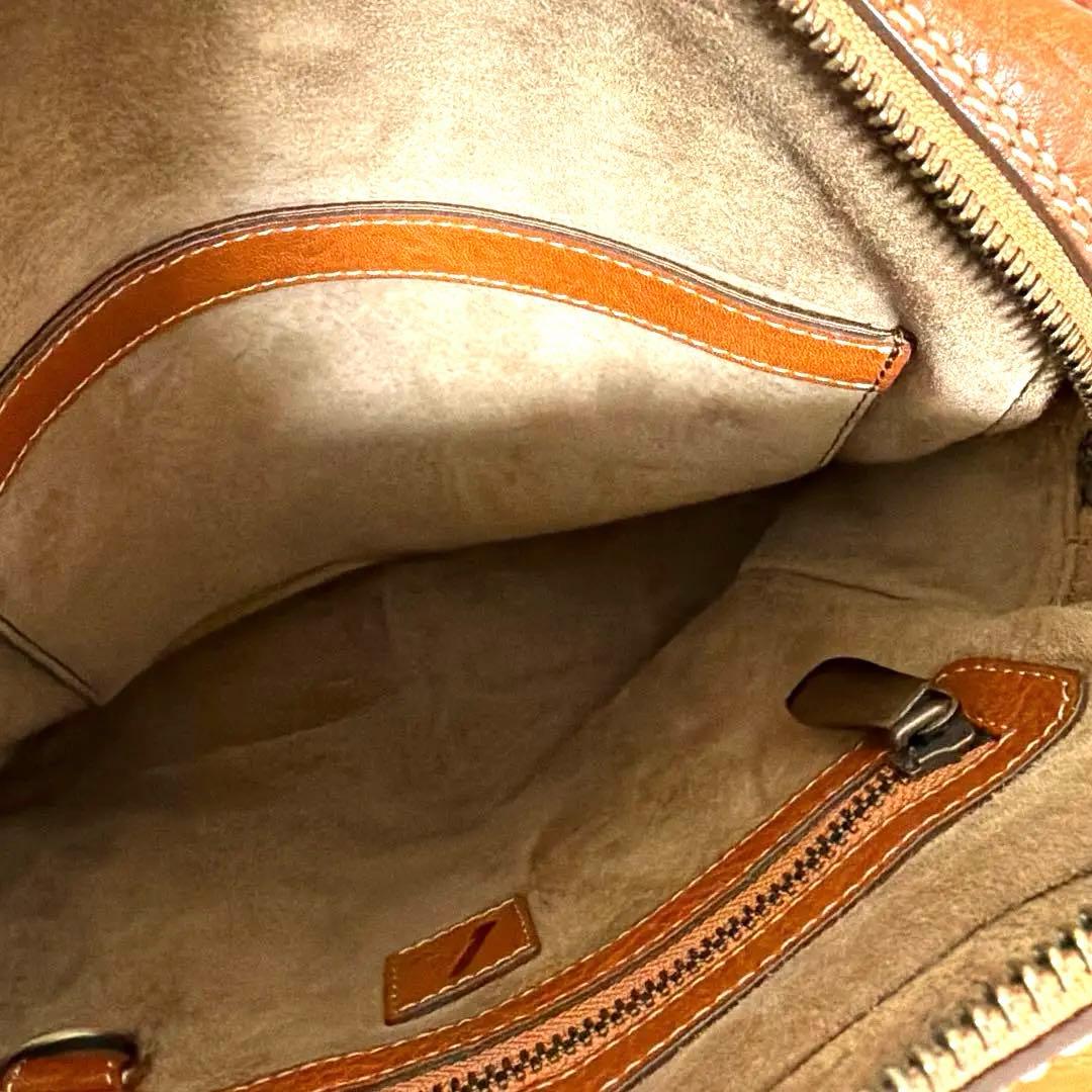 土屋鞄 ブラウンレザーショルダーバッグ