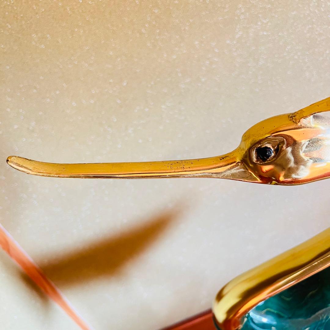 ANTONIO PAVIA イタリア製 漆塗り 金メッキ ブロンズ製 サギ 置物