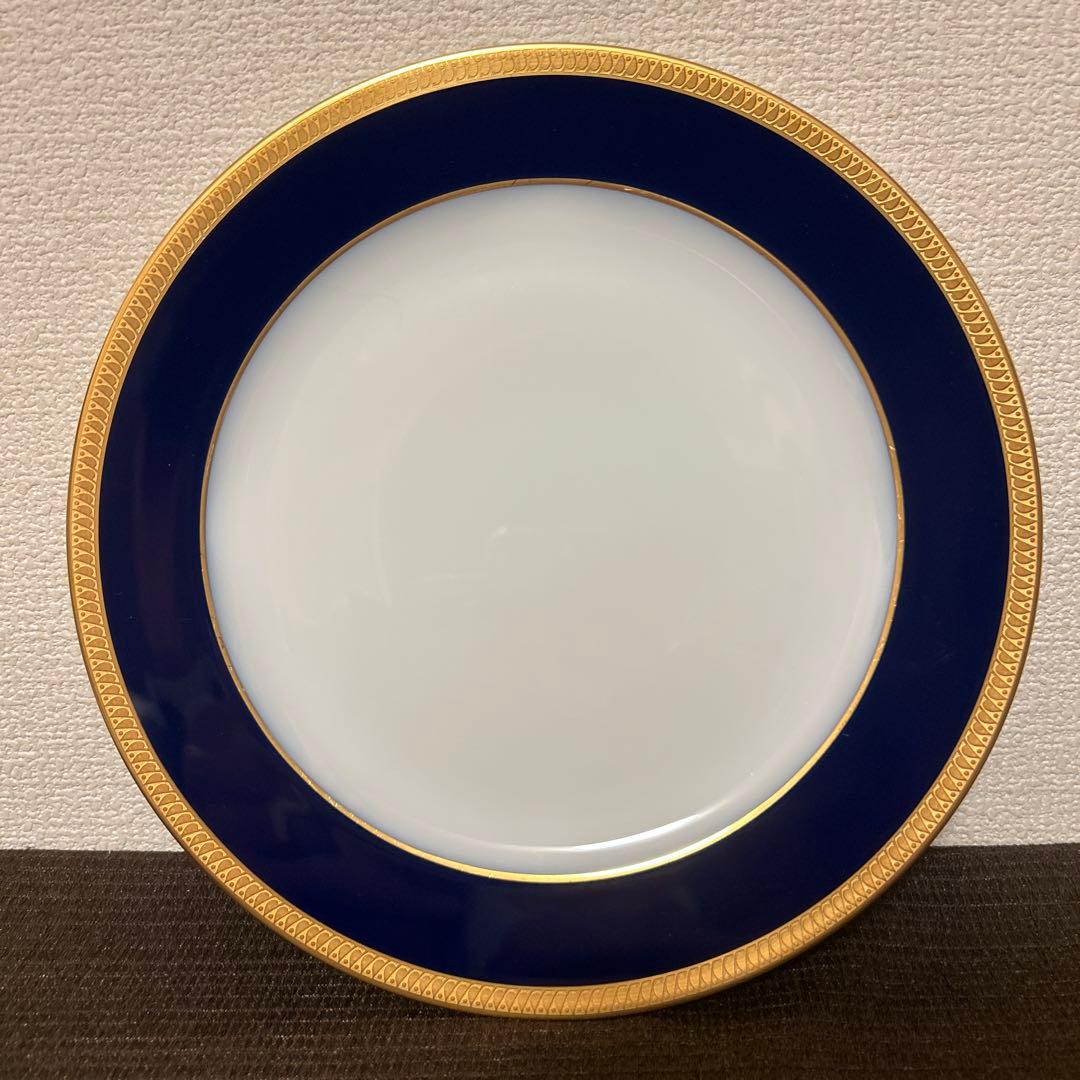 大倉陶園　ロイヤルブルー　瑠璃片葉金蝕　ディナープレート　26cm