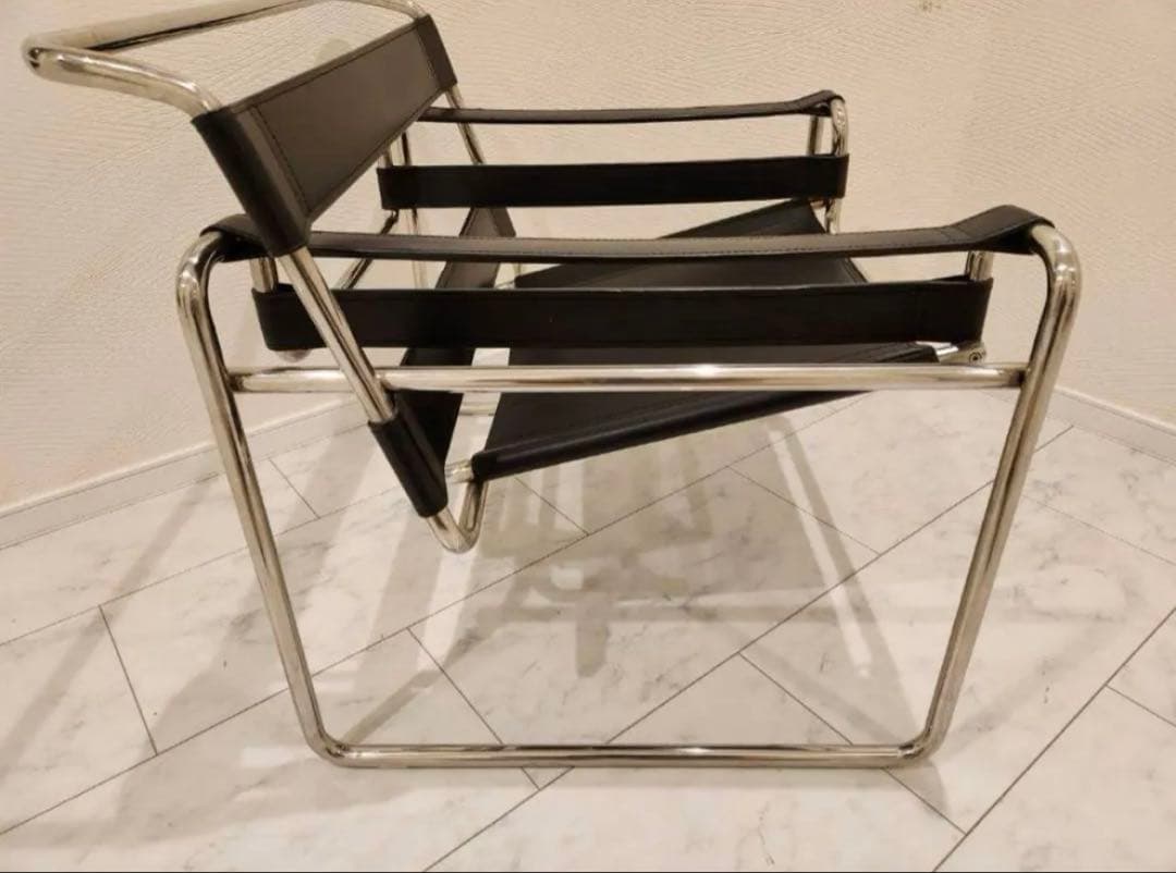 【極美品】マルセル・ブロイヤー/ワシリーチェア/スチールパイプ椅子/合皮