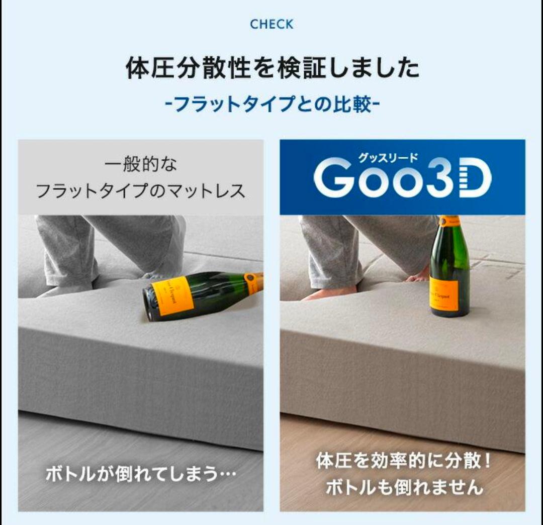 Goo 3D 三つ折 ウレタン マットレス クイーン メッシュ 車中泊 高反発