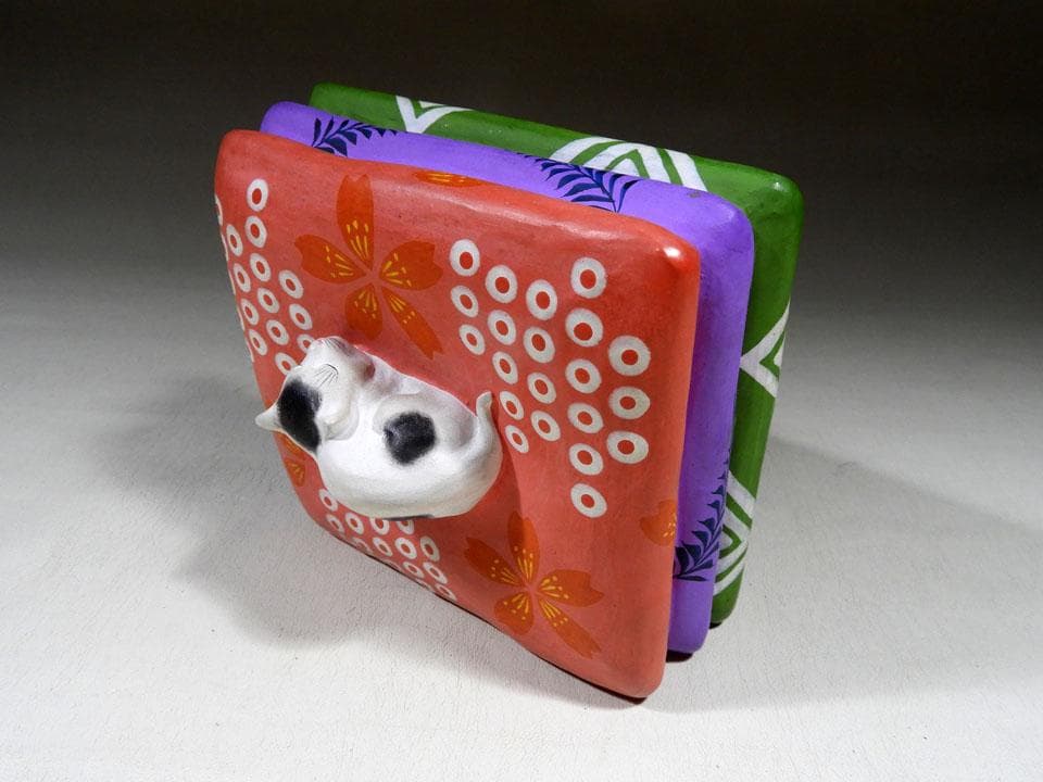 ●戦前傑作 昭和博多人形 貴重 眠り猫 子孫繁栄 子宝縁起物 春画 共箱 完品