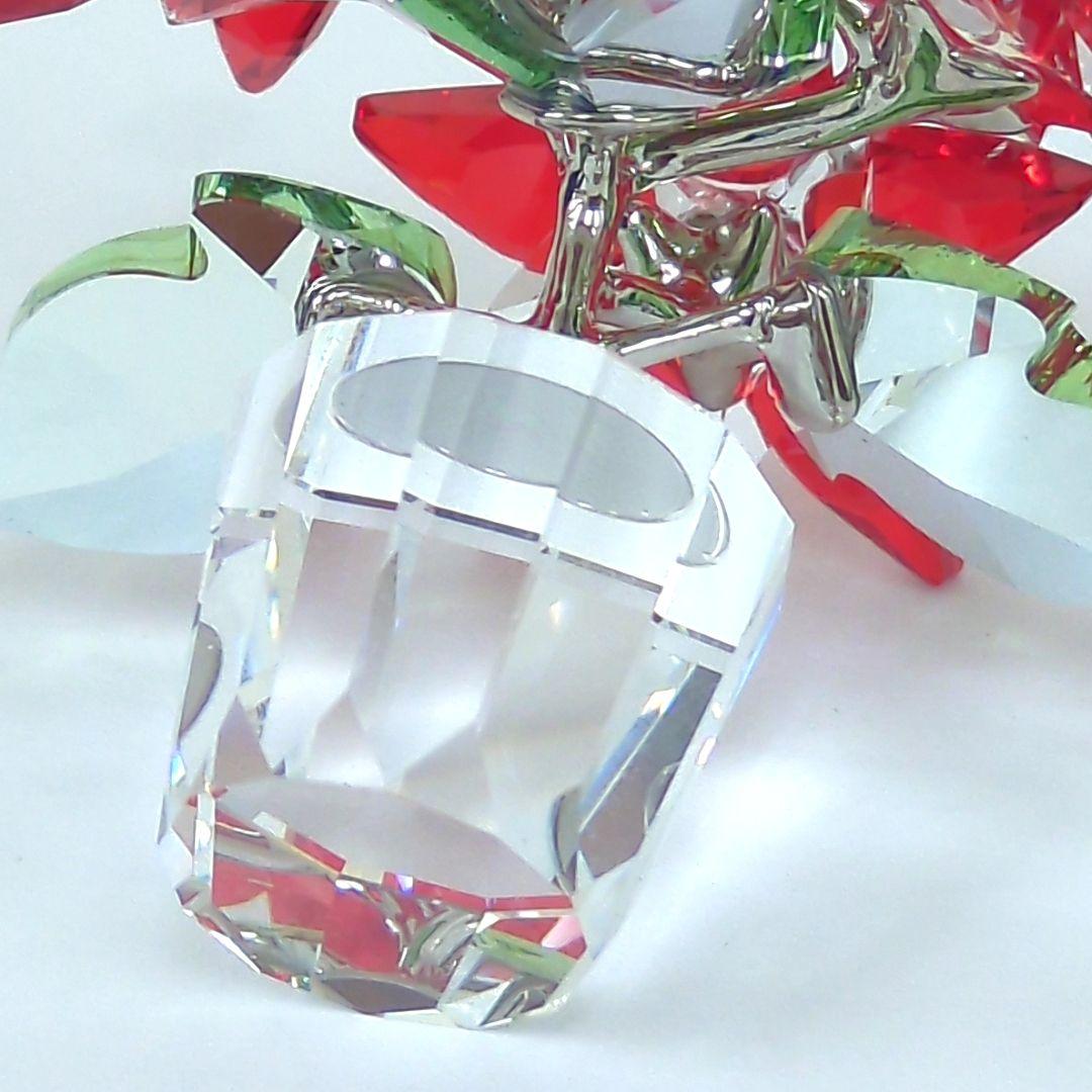 スワロフスキー ポインセチ 置物 ラインストーン 【極美品】