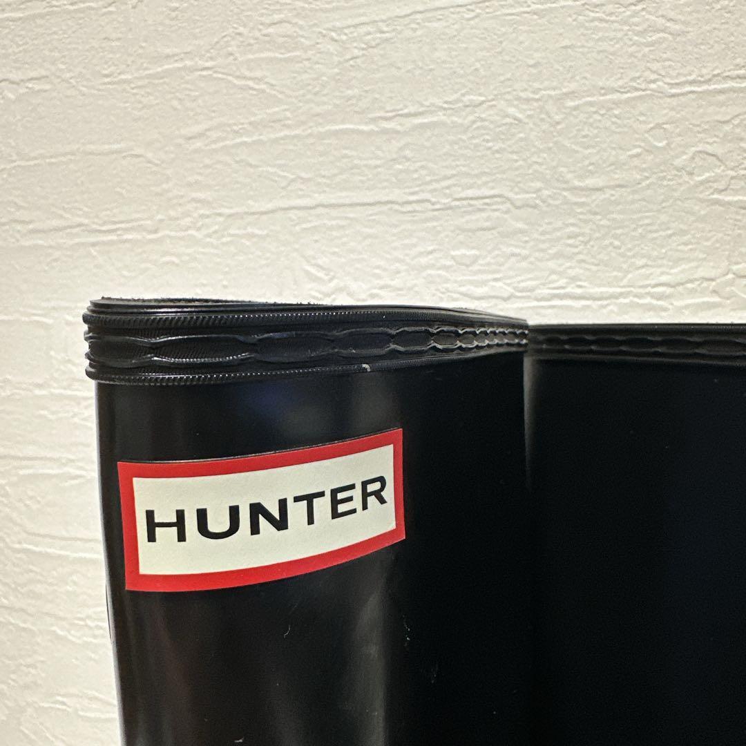 ✳️ HUNTER ハンター ブラック　エナメル　ロングブーツ 24.5cm