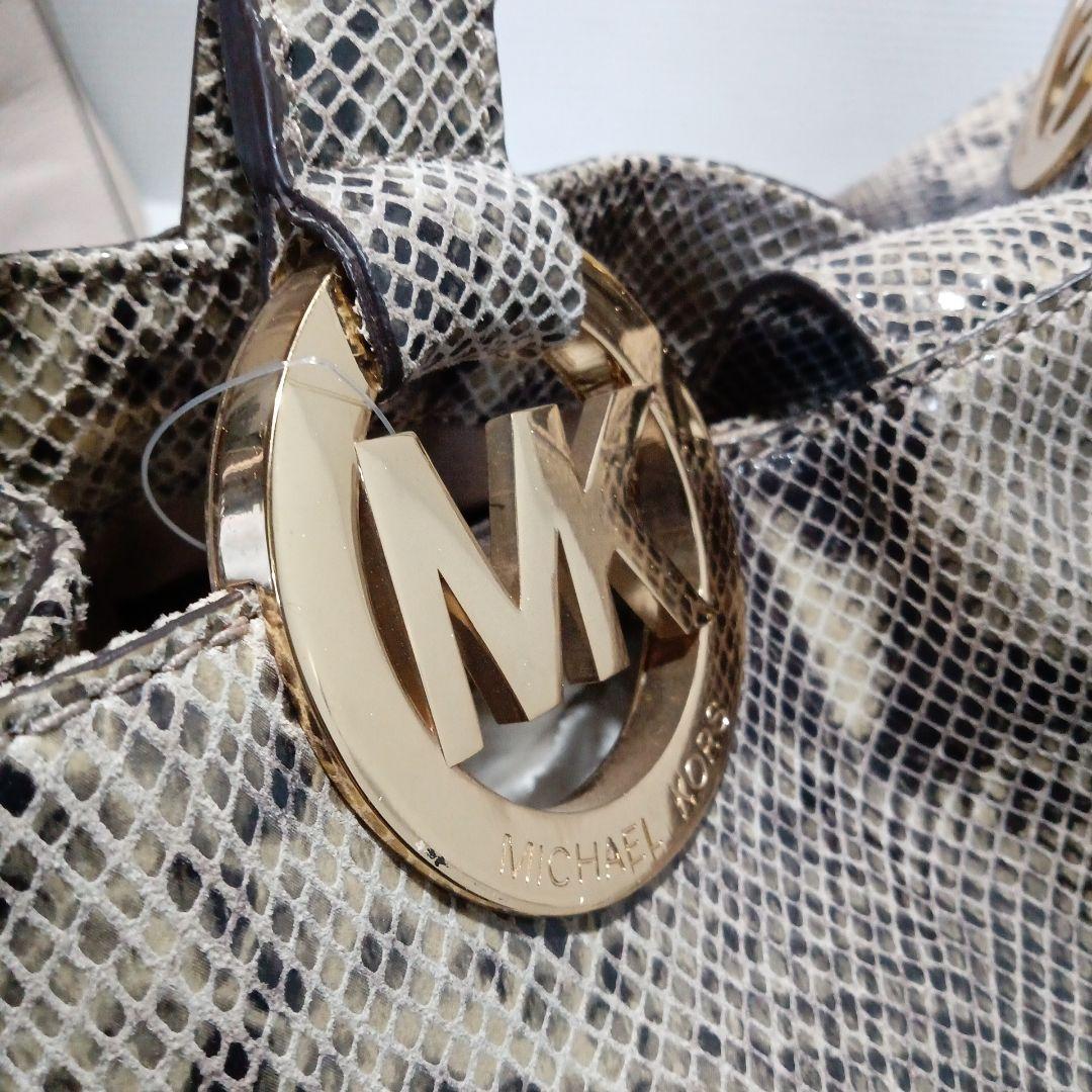 マイケルコース　パイソン本革レザー型押しトートゴールド金具　【未使用】