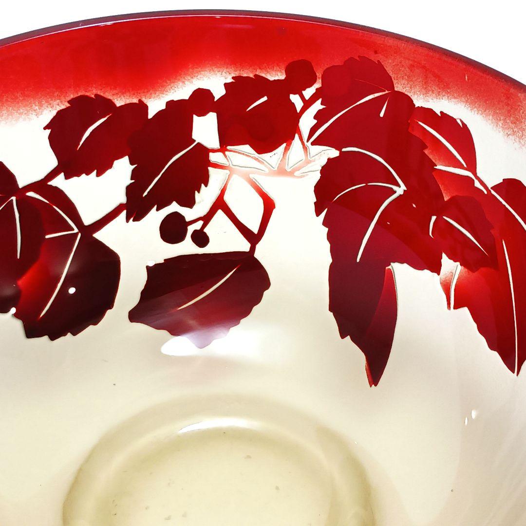 Y3279-2 ガレ風 被せガラス 花文鉢 ボウル 直径12㎝　ten