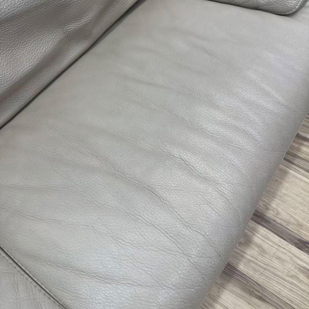 IDC家具　三人掛け本革ソファー　ベージュ