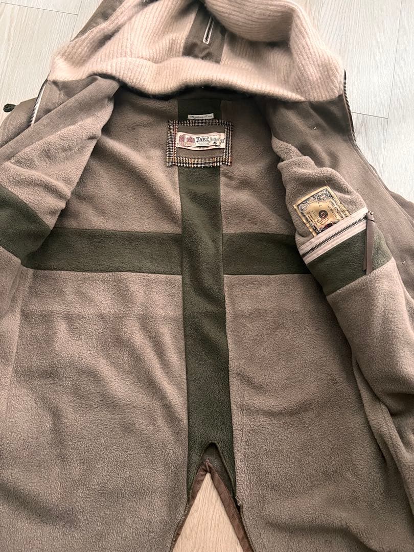 FAKE LONDON モッズコート ウール✖︎カシミア　レザー肘パッチ