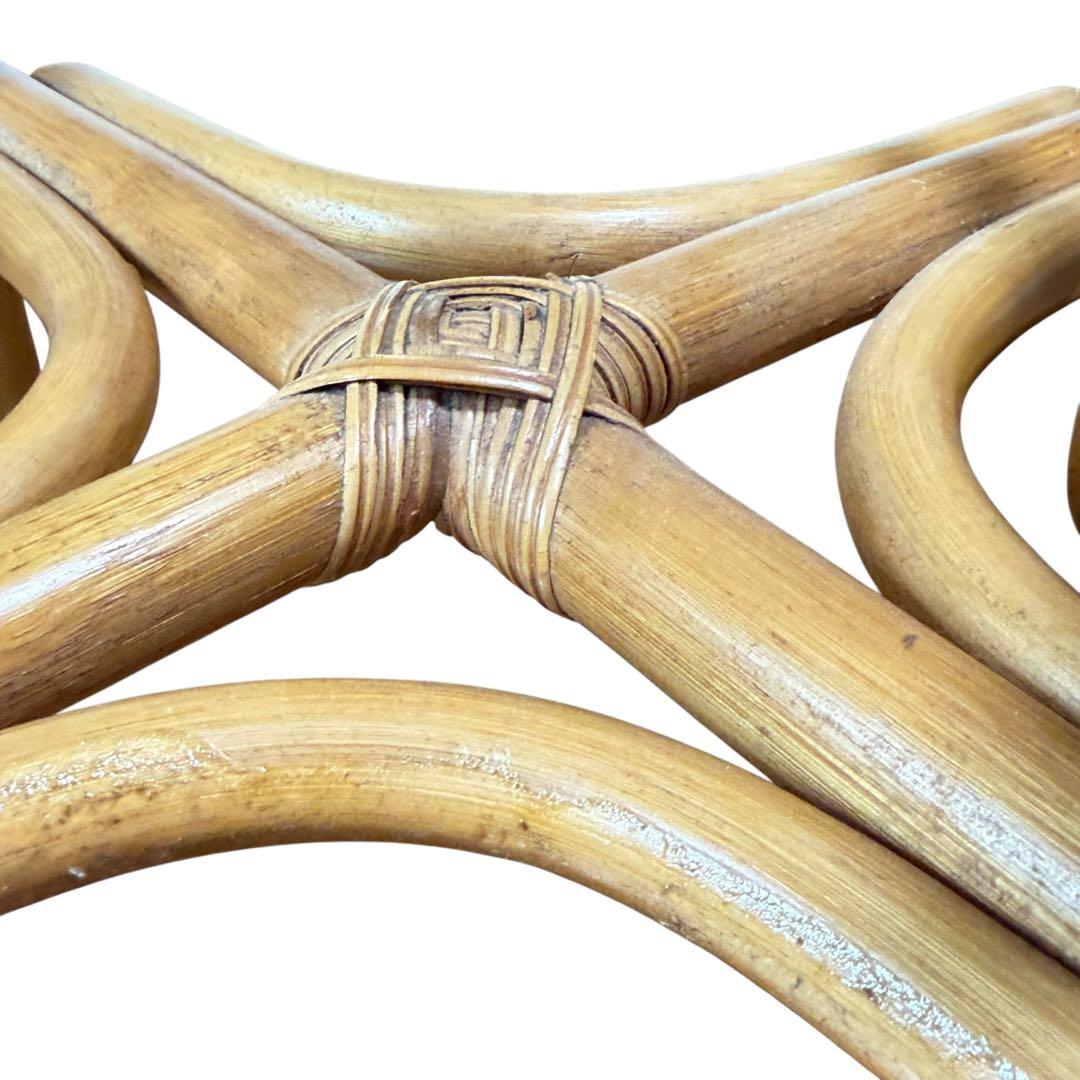 ラタン 籐 ガラステーブル 丸型 ローテーブル アジアン家具