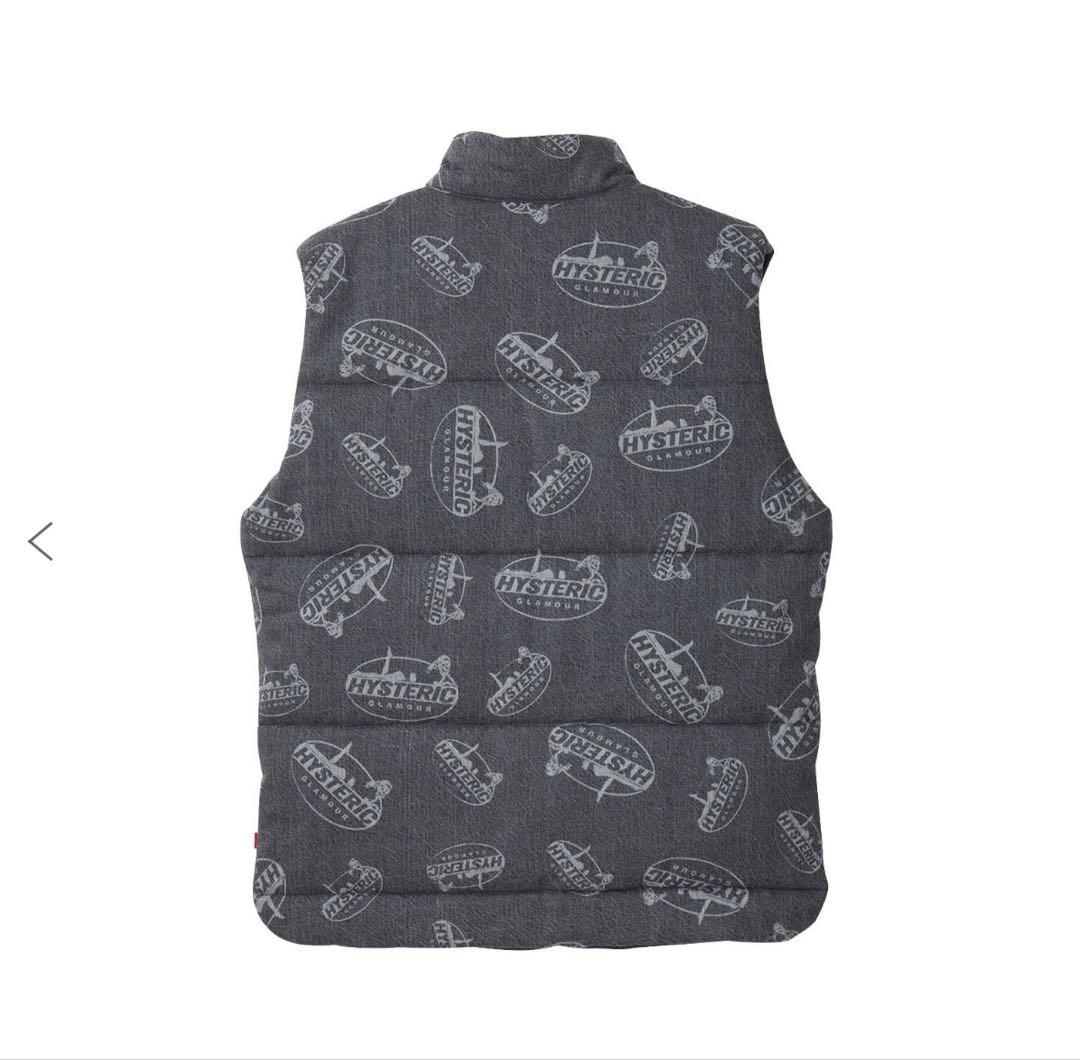 HYSTERIC GLAMOUR ロゴプリント ダウンベスト グレー