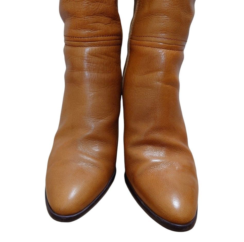 日本製　DIANA ロングブーツ 24㌢　本革　サイドジップ　キャメル