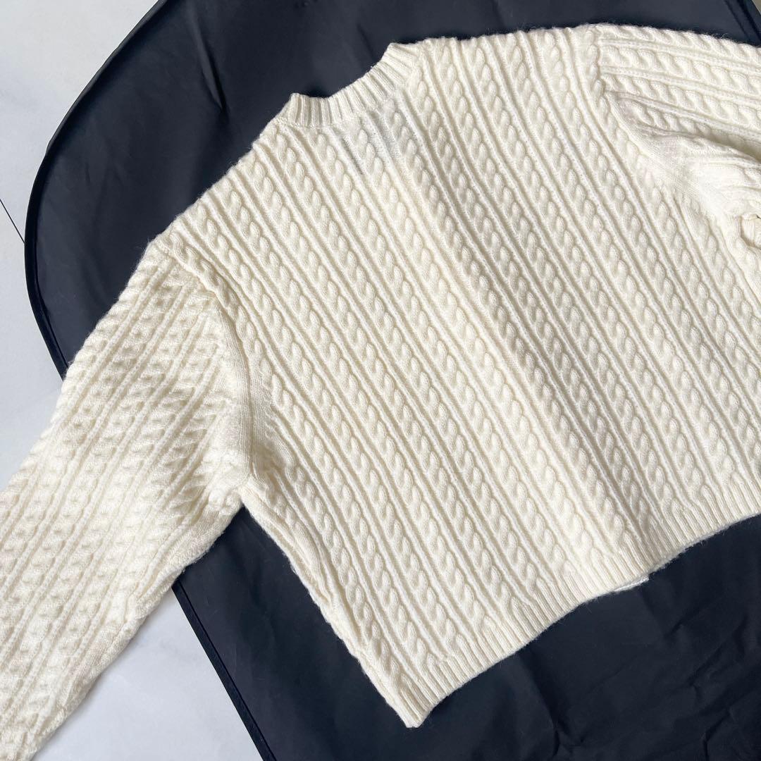 美品✨ セブンテン アップリケケーブルカーディガン オフホワイト 2024 S