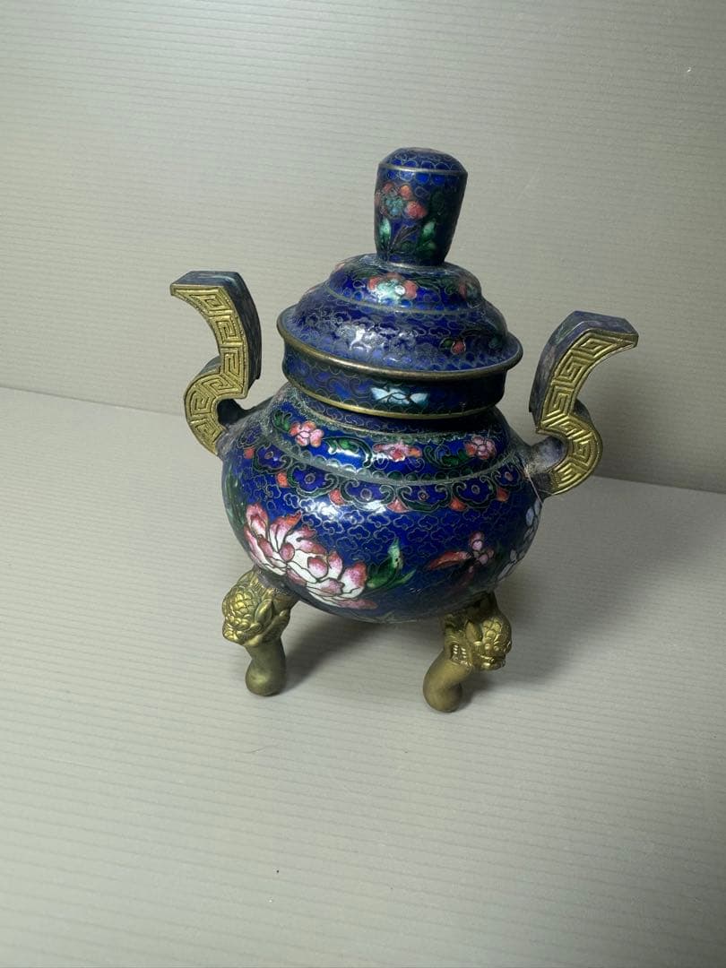 2096 七宝焼　景泰藍　香炉　時代物