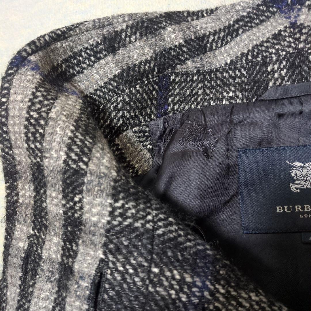 バーバリーロンドン モヘヤ混 ウールコート ノバチェック シャドーホース 44