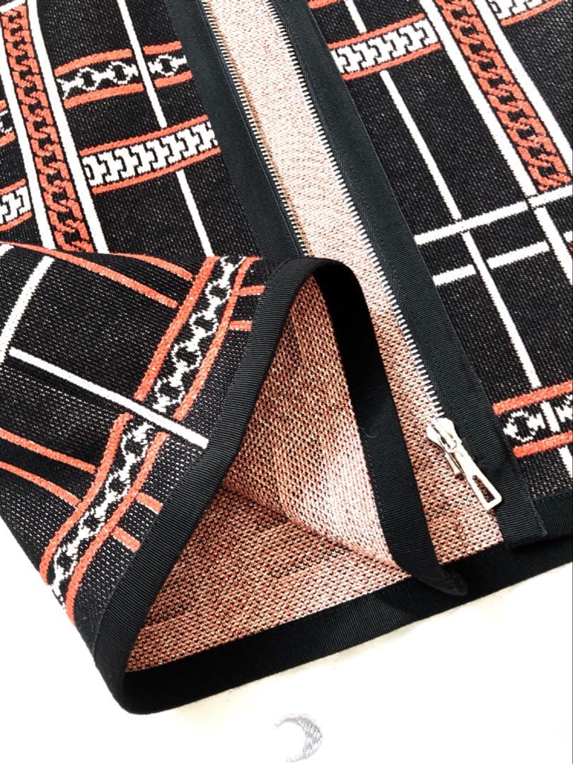 新品 HERMES タータンチェック柄 ジップアップ　ジレ　アウター　ワンピース