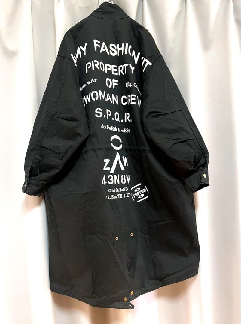 vintage ワッペンペイントスタッズモッズコート 大きいサイズ 個性的