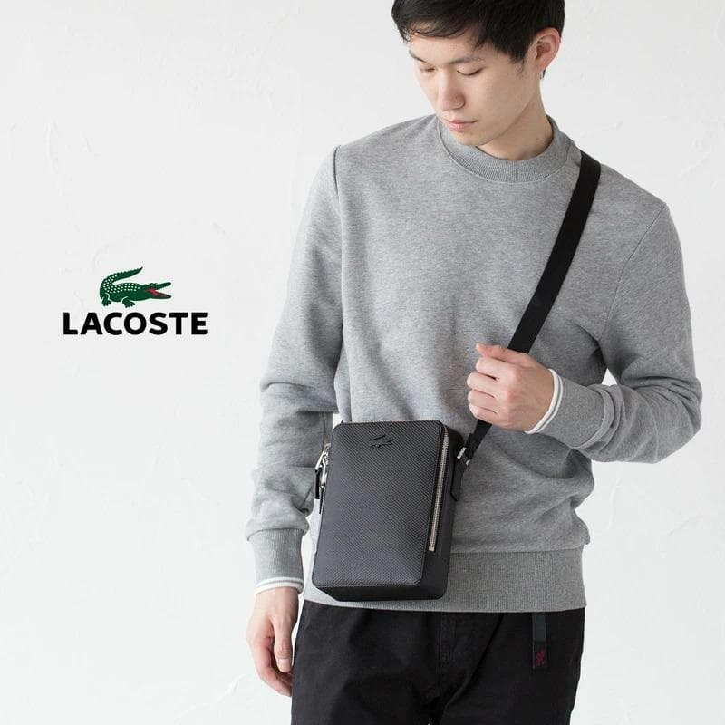 ✨極美品 ラコステ バーティカルカメラバッグ ショルダー ブラック ワニ 現行