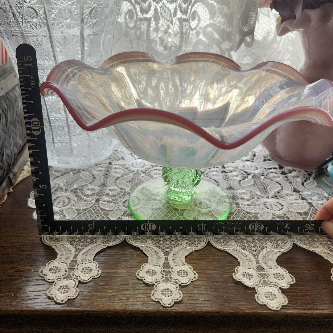 アンティークオパールセントガラス　コンポート