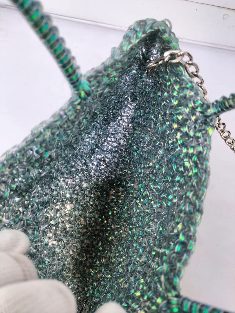 美品　ANTEPRIMA アンテプリマ ワイヤーバッグ 　ブルー　グリーン