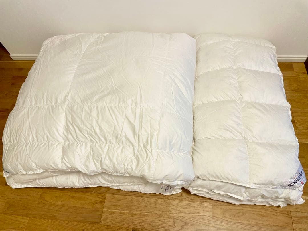 西川 羽毛布団 クイーン デュエット シベリアンホワイトグース93％ 肌掛 合掛