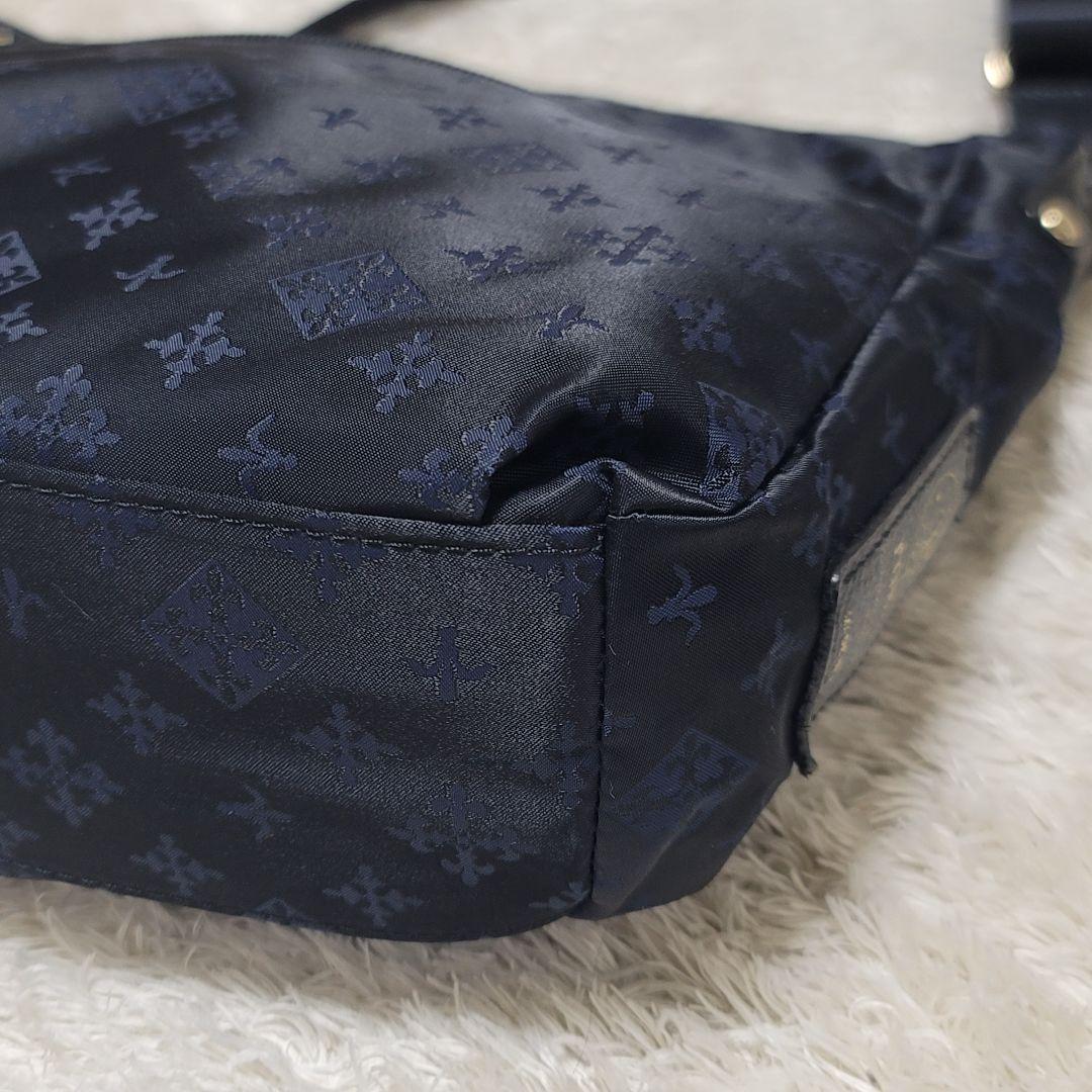 美品✨russet ラシット モノグラム ナイロン ショルダーバッグ ネイビー