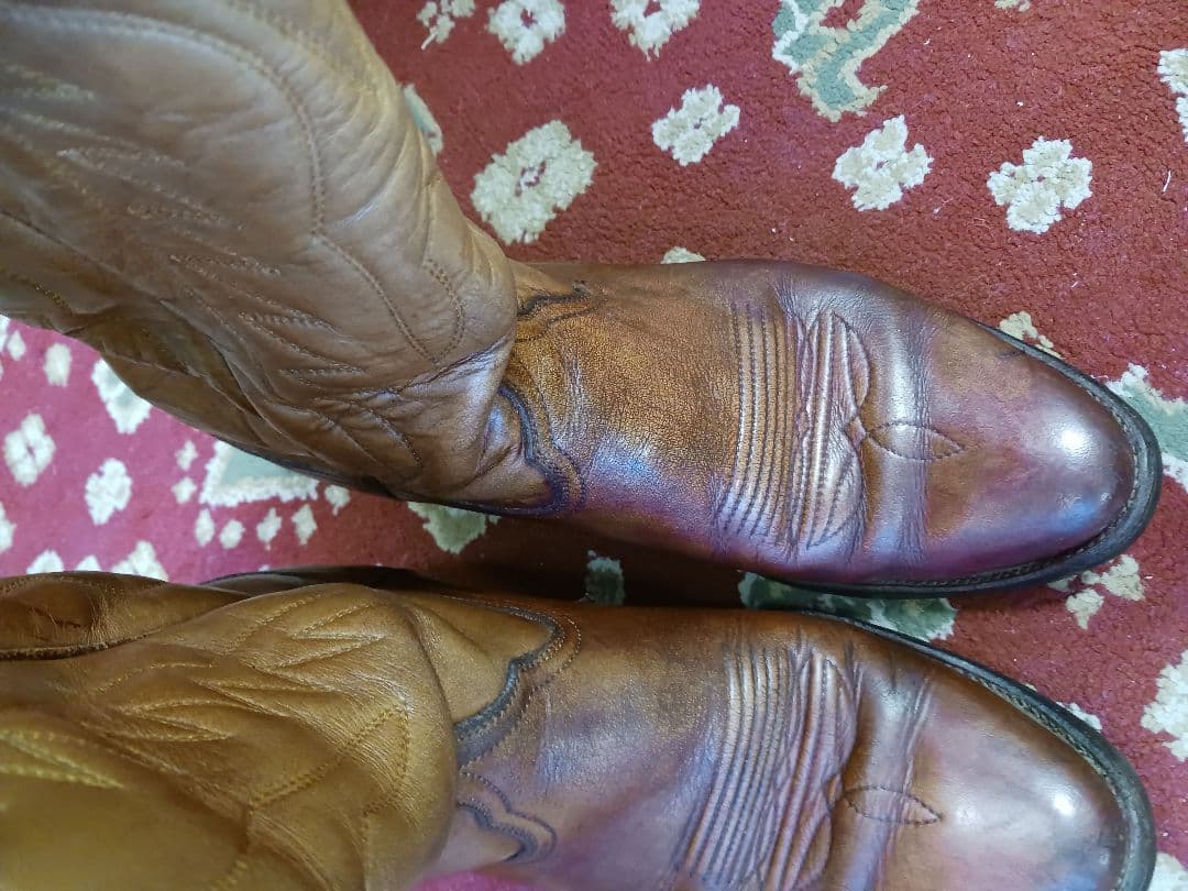 ビンテージ　ブラウンレザーウエスタンブーツ　used 9, 26,5cm