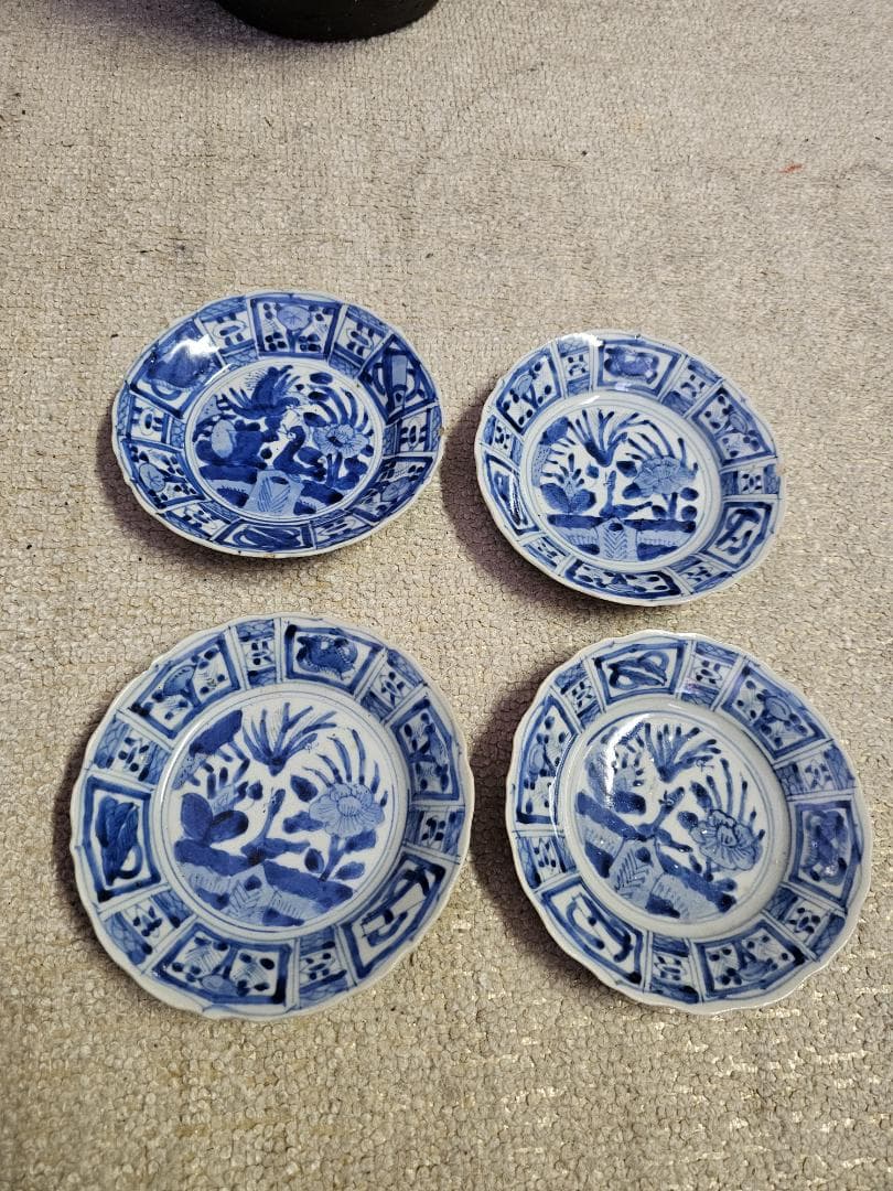 値下げ限界‼️早い者勝ち 新渡品 江戸後期から明治初 芙蓉 花鳥文 9客セット