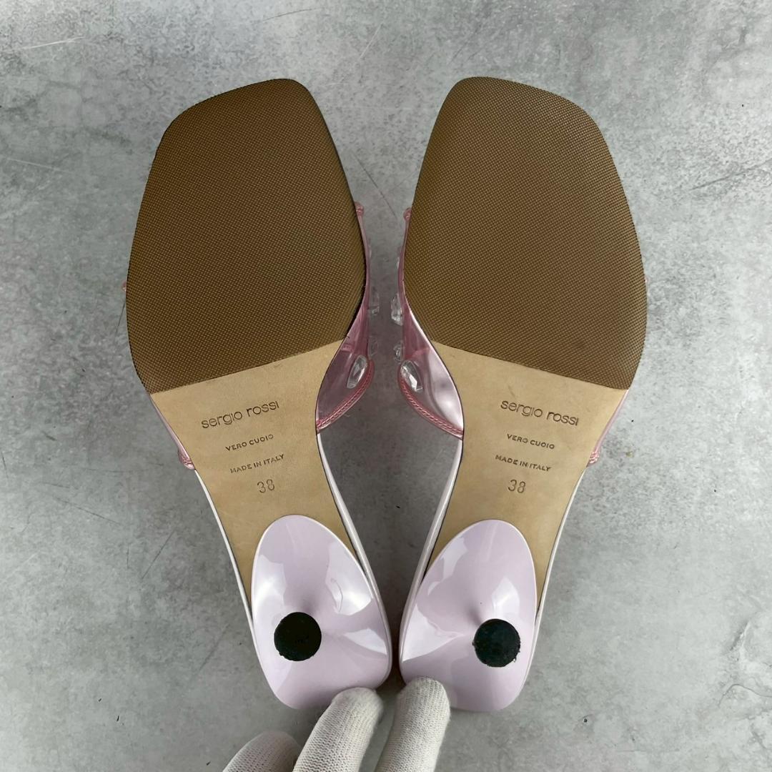 定価12万✨セルジオロッシ 2001年復刻ミュールサンダル ピンク×クォーツォ