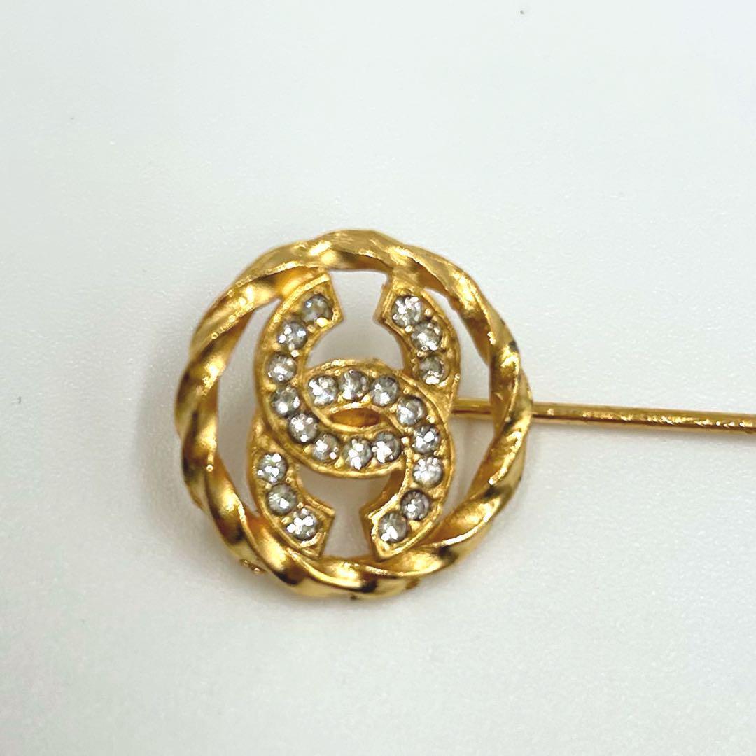 【美品】CHANEL シャネル　ココマーク　ピンブローチ　ラインストーン