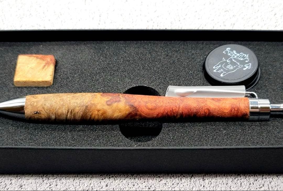 新品　こぶた工房　極上花梨瘤紅白　シャープペンシル0.5